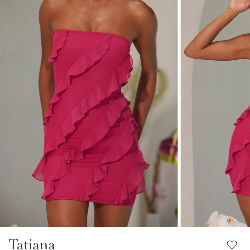 Oh Polly Fuchsia Ruffled Strapless Tatiana Dress